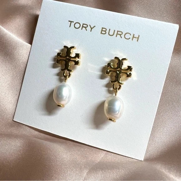 Tory Burch Kira Small Pearl Drop Earrings Womens Designer Earrings - Picture 6 of 8